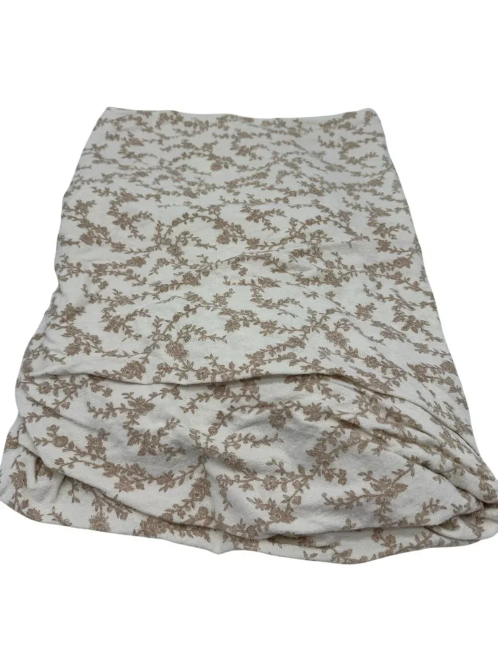 Laura Ashley Cream Floral All-Over Print Twin Fitted Sheet 100% Cotton Bedding
